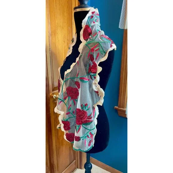 Wearable Artwork Scarf Unique Hand-Crafted - Picture 5 of 9